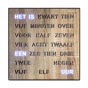 Woordklok Hout 300 x 300